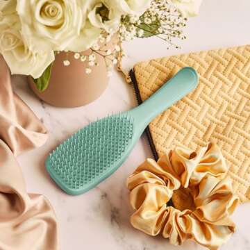 Tangle Teezer Ultimate Detangler Brush, Dry & Wet Hair Brush, Reduces Breakage for Color-Treated, Fine, & Fragile Hair Types, Marine Teal