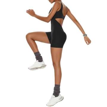 Vertvie Jumpsuits for Women Sexy Backless One Piece Jumpsuit Shorts Sleeveless Tummy Control V Back Scrunch Bodycon Romper(Grey,X-Small)