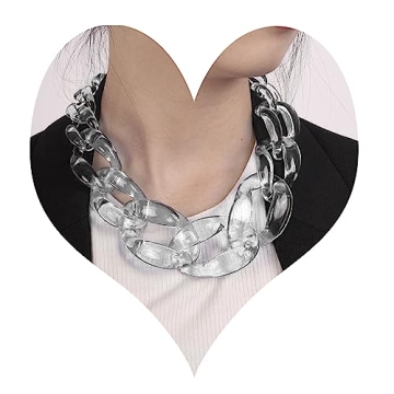 Wiwpar Acrylic Choker Necklace Statement Chunky Fashion Acrylic Necklace Colorful for Women (White)
