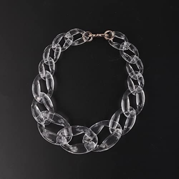 Wiwpar Acrylic Choker Necklace Statement Chunky Fashion Acrylic Necklace Colorful for Women (White)