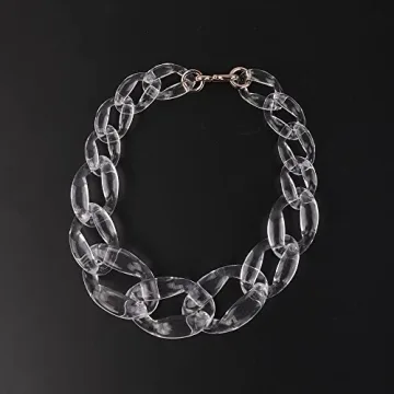 Wiwpar Acrylic Choker Necklace Statement Chunky Fashion Acrylic Necklace Colorful for Women (White)