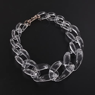 Wiwpar Acrylic Choker Necklace Statement Chunky Fashion Acrylic Necklace Colorful for Women (White)