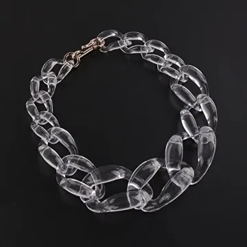 Wiwpar Acrylic Choker Necklace Statement Chunky Fashion Acrylic Necklace Colorful for Women (White)