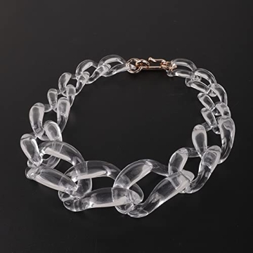 Wiwpar Acrylic Choker Necklace Statement Chunky Fashion Acrylic Necklace Colorful for Women (White)