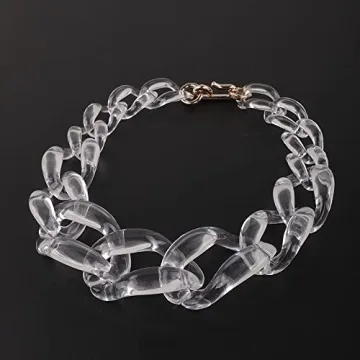 Wiwpar Acrylic Choker Necklace Statement Chunky Fashion Acrylic Necklace Colorful for Women (White)