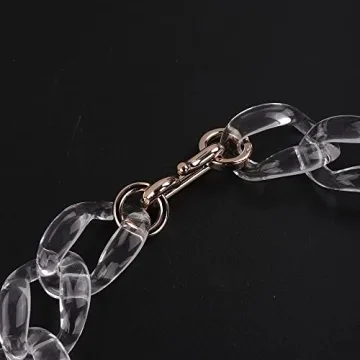 Wiwpar Acrylic Choker Necklace Statement Chunky Fashion Acrylic Necklace Colorful for Women (White)