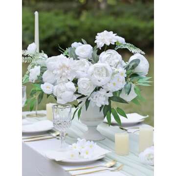 MISSPIN Wedding Artificial Flowers Box Set for DIY Wedding Bridal Bouquets Fake Peony Flowers Centerpieces Arrangements Party Baby Shower Home Spring Decorations (Cream White)