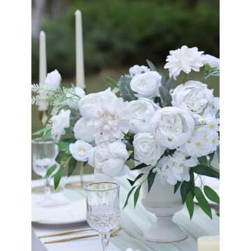 MISSPIN Wedding Artificial Flowers Box Set for DIY Wedding Bridal Bouquets Fake Peony Flowers Centerpieces Arrangements Party Baby Shower Home Spring Decorations (Cream White)