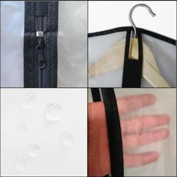homeminda Garment Bags for Clothes 8packs 48in Hanging Lightweight Breathable Clear Dust Proof Cover with Balls and Study Full Zipper for Storage and Travel