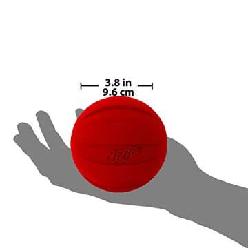 Nerf Dog Rubber Ball Dog Toy with Interactive Squeaker, Lightweight, Durable and Water Resistant, 4 Inch Diameter for Medium/Large Breeds, Single Unit, Red