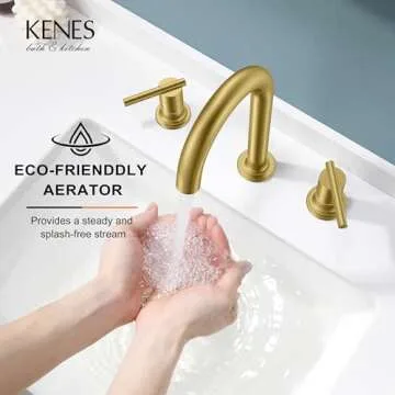 Stylish KENES Brushed Gold Bathroom Faucet - Easy Install