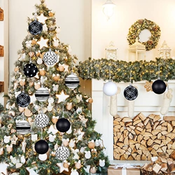 Elegant Black and White Christmas Ornaments Set 24 Pieces