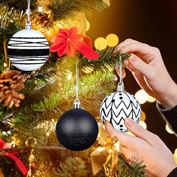 Elegant Black and White Christmas Ornaments Set 24 Pieces