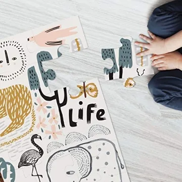 Wee Gallery Wild Life Floor Puzzle, 24 Large Pieces, Durable Jumbo Jigsaw Floor Puzzles for Beginner, Toddlers, Preschool Kids, Learning Toy, Cognitive & Motor Development Activities, Brain Games