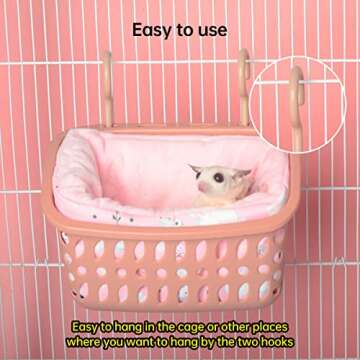 LEFTSTARER Rat Hammock Bed for Hamster Sugar Glider, Warm and Soft Hanging Basket Bedding, Rat Acces...