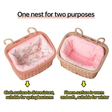 LEFTSTARER Rat Hammock Bed for Hamster Sugar Glider, Warm and Soft Hanging Basket Bedding, Rat Accessories and Toys for Rat, Squirrel, Hedgehog, Lizard, Hamster (Small, 1. Orange Box and Goat Bear)