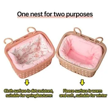 LEFTSTARER Rat Hammock Bed for Hamster Sugar Glider, Warm and Soft Hanging Basket Bedding, Rat Accessories and Toys for Rat, Squirrel, Hedgehog, Lizard, Hamster (Small, 1. Orange Box and Goat Bear)