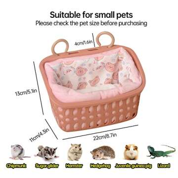 LEFTSTARER Rat Hammock Bed for Hamster Sugar Glider, Warm and Soft Hanging Basket Bedding, Rat Accessories and Toys for Rat, Squirrel, Hedgehog, Lizard, Hamster (Small, 1. Orange Box and Goat Bear)