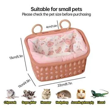 LEFTSTARER Rat Hammock Bed for Hamster Sugar Glider, Warm and Soft Hanging Basket Bedding, Rat Accessories and Toys for Rat, Squirrel, Hedgehog, Lizard, Hamster (Small, 1. Orange Box and Goat Bear)