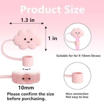 YAYAYOUNG 8Pcs Straw Covers Cap Toppers Compatible with Stanley 30&40 oz Tumbler Cup,Reusable Cute S...