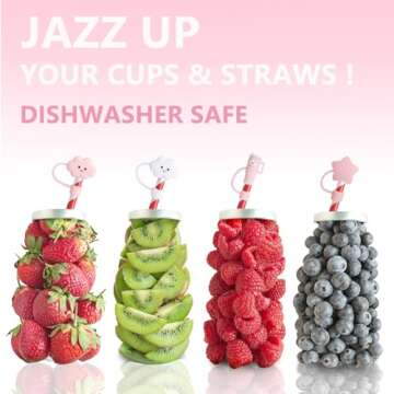 YAYAYOUNG 8Pcs Straw Covers Cap Toppers Compatible with Stanley 30&40 oz Tumbler Cup,Reusable Cute Silicone Straws Tips Lids Protectors for 0.4 in/10mm Stanleys Cups Straws Accessories(8PCS)