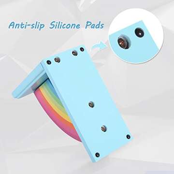 NIKKY HOME Wooden Rainbow Book Ends Non-Skid Cute Bookends Book Stoppers for Girls Home Children's Room Classroom Nursery Decor, Pack of 2