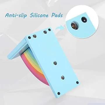 NIKKY HOME Wooden Rainbow Book Ends Non-Skid Cute Bookends Book Stoppers for Girls Home Children's Room Classroom Nursery Decor, Pack of 2