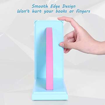 NIKKY HOME Wooden Rainbow Book Ends Non-Skid Cute Bookends Book Stoppers for Girls Home Children's Room Classroom Nursery Decor, Pack of 2