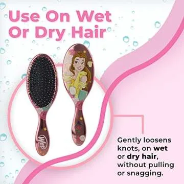 Wet Brush Disney Original Detangler Brush Princess Wholehearted - Rapunzel, Silver - All Hair Types - Ultra-Soft IntelliFlex Bristles Glide Through Tangles with Ease