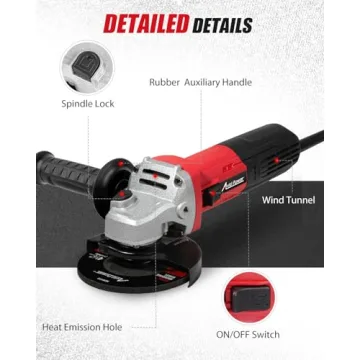 AVID POWER Angle Grinder, 7.5-Amp 4-1/2 inch Electric Grinder Power Tools with Grinding and Cutting Wheels, Flap Disc and Auxiliary Handle for Cutting, Grinding, Polishing and Rust Removal - Red