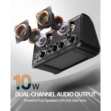 Mini Guitar Amp,LEKATO 10W Portable Electric Guitar Amplifier with Clean & Overdrive Channel,Reverb,Bluetooth Small Guitar Amp for Practice (Black-Orange)