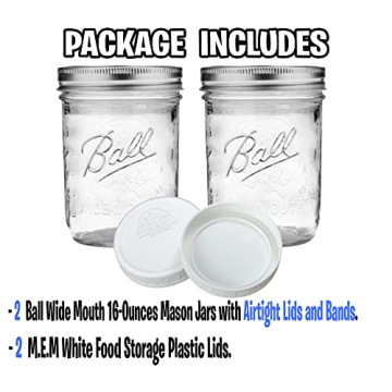 16 oz Wide Mouth Mason Jars - Leak-Proof & Versatile Storage