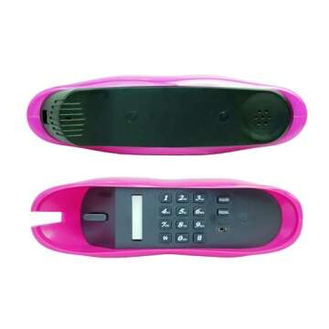 TelPal Corded Lips Telephones Landline Pink-Colored Home Telephones Cute Mouth Shape Wired Phone for Home,Office,Shops & Art Decor Cute Real Working Telephone Novelty Gift for Girls