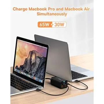 USB C Charger, Baseus 100W PD GaN3 Fast Wall Charger Block, 4-Ports [2USB-C + 2USB] Charging Station with 5ft Extension Cord for Steam Deck, MacBook Pro, iPhone 15/14/13, Samsung Galaxy, etc