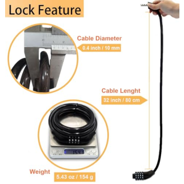 Durable 4-Digit Combination Bike Cable Lock with PVC Coating