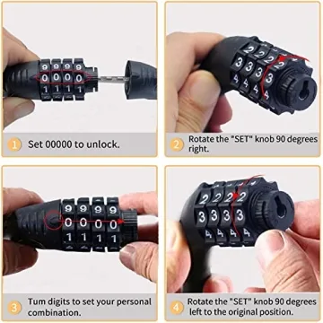 Durable 4-Digit Combination Bike Cable Lock with PVC Coating