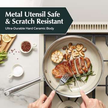 Redchef Mini Nonstick Frying Pan, Egg Pan Omelet Pan, Ceramic Honeycomb Skillet, Tri-Ply Stainless Steel Pan, Non Toxic, PFAS PFOA & PTFE Free, Dishwasher & Oven Safe, Compatible with All Cooktops