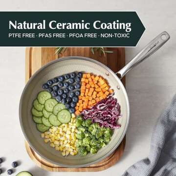 Redchef Mini Nonstick Frying Pan, Egg Pan Omelet Pan, Ceramic Honeycomb Skillet, Tri-Ply Stainless Steel Pan, Non Toxic, PFAS PFOA & PTFE Free, Dishwasher & Oven Safe, Compatible with All Cooktops