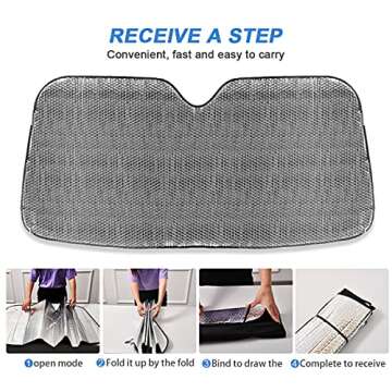 Boccsty Glitter Teal Windshield Sun Shade Turquoise Marble Window Shades for Car Truck Automotive Car Shade Car Windshield Sun Shade Cute 55 * 27.6 Inch