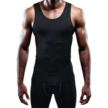 NELEUS Men's Athletic 3 Pack Compression Under Base Layer Sport Tank Top,Black,M,EUR L