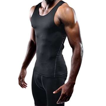 NELEUS Men's Athletic 3 Pack Compression Under Base Layer Sport Tank Top,Black,M,EUR L