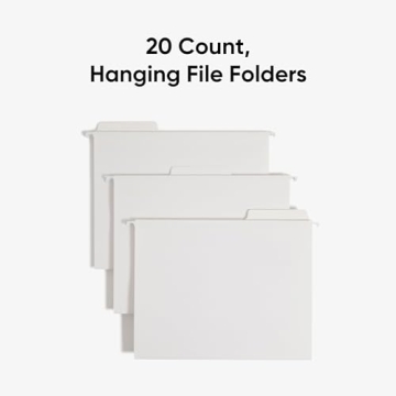 Smead FasTab Hanging File Folder - Durable, White, 20 Pack