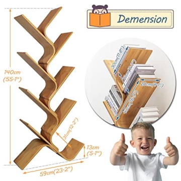 Stylish Bamboo Tree Bookshelf, 8-Tier Organizer for Any Room