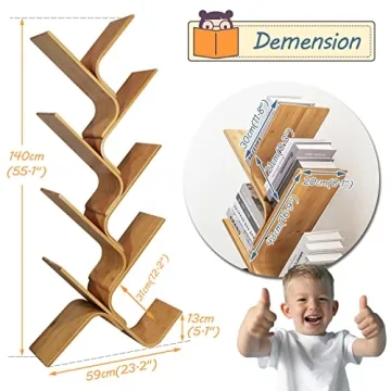 Stylish Bamboo Tree Bookshelf, 8-Tier Organizer for Any Room