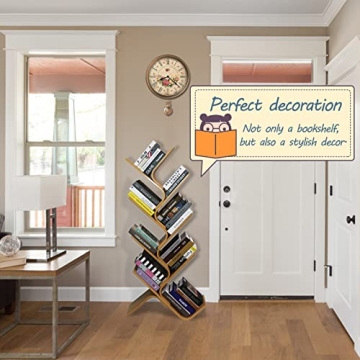 Stylish Bamboo Tree Bookshelf, 8-Tier Organizer for Any Room