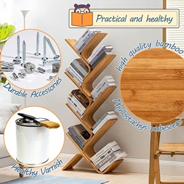 Stylish Bamboo Tree Bookshelf, 8-Tier Organizer for Any Room