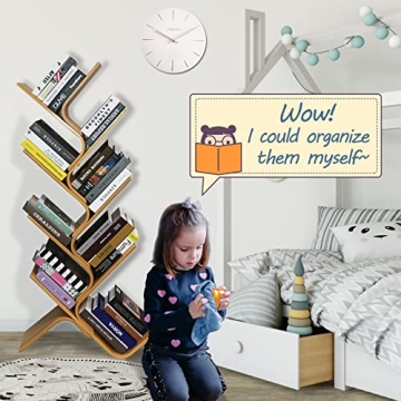 Stylish Bamboo Tree Bookshelf, 8-Tier Organizer for Any Room