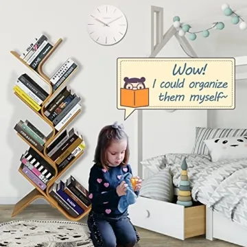 Stylish Bamboo Tree Bookshelf, 8-Tier Organizer for Any Room