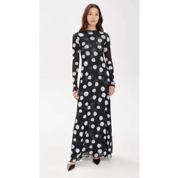 RESA Women's Lyon Maxi Dress - Playful Black/White Dot for Stylish Elegance