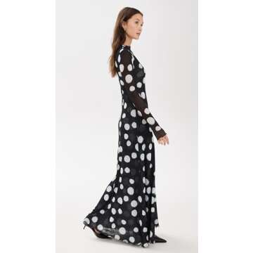 RESA Women's Stylish Lyon Maxi Dress - Black/White Dot